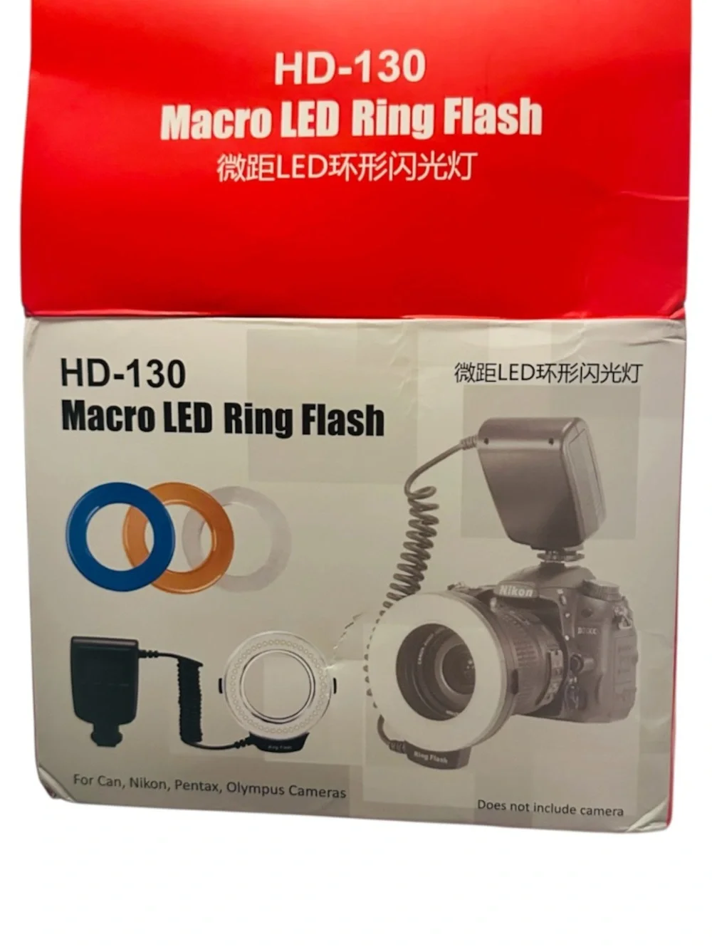 NEW HD-130 Macro LED Ring Flash 46 LED Camera Light Canon Nikon Pentax Olympus